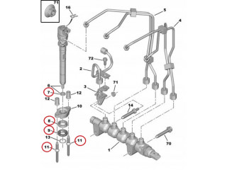 Комплект montażowy форсунок 1.6 hdi tdci 1609848080, 1610564580 1609848080 Peugeot