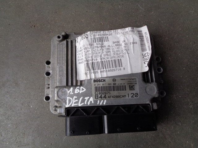 БЛОК УПРАВЛЕНИЯ 51892671 LANCIA DELTA 3 III 1.6 M-JET  0281017806,    