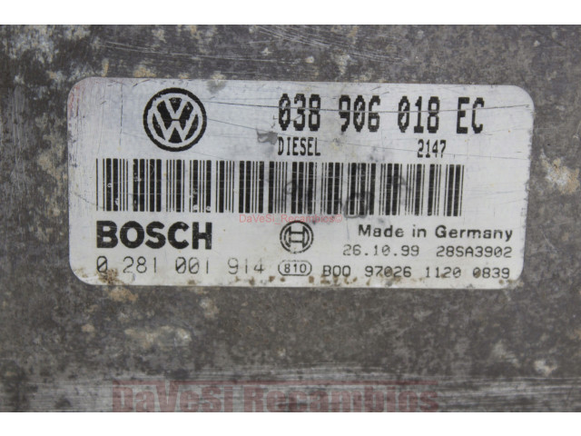 БЛОК УПРАВЛЕНИЯ CORDOBA IBIZA 1.9tdi 038906018EC иммо отключен  0281001914,   Bosch 