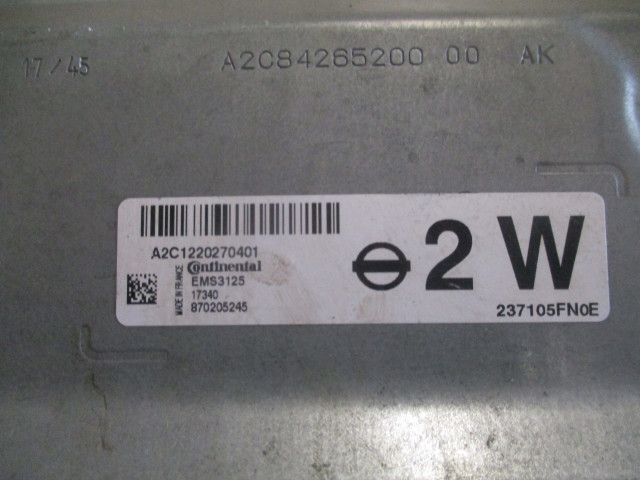 БЛОК УПРАВЛЕНИЯ ДВИГАТЕЛЕМ NISSAN MICRA K14 0.9B 237105FN0E  237105FN0E, A2C1220270401  Continental 
