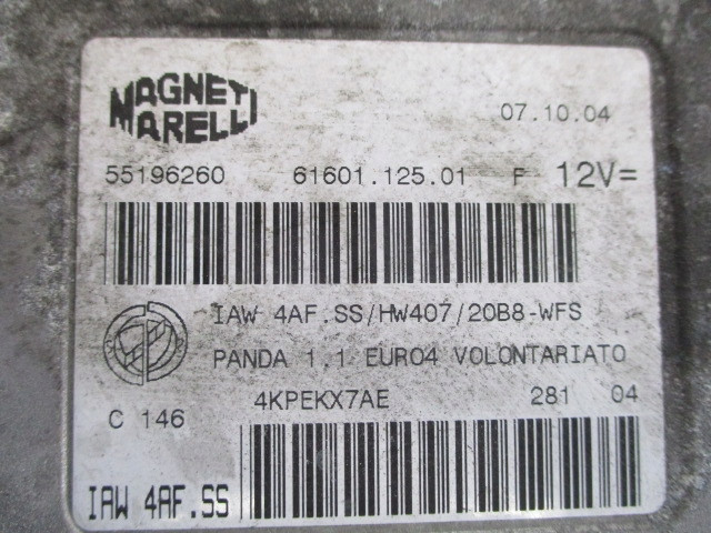 Panda ii 1.1 187a1000 блок управления 55196260 iaw 4af.ss 55196260, Fiat