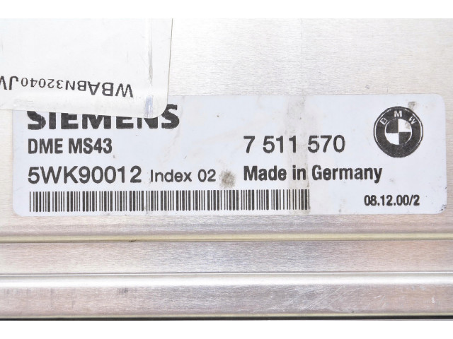 Блок управления bmw e46 7511570 5wk90012 index02 7511570,