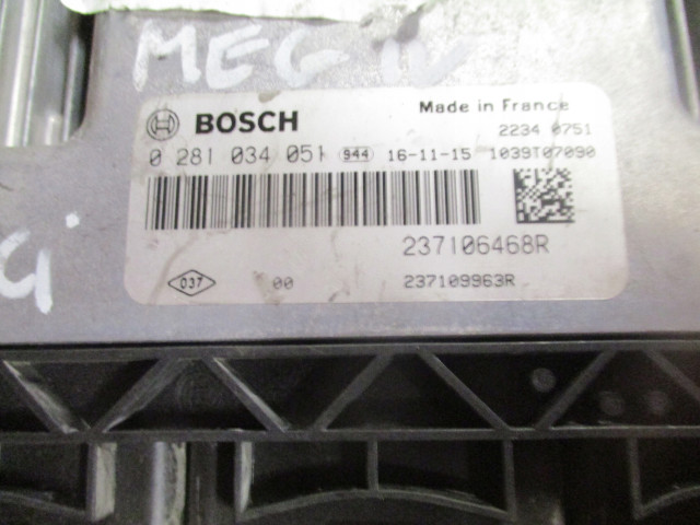 БЛОК УПРАВЛЕНИЯ ДВИГАТЕЛЕМ MEGANE IV 1.6 DCI 0281034051 0281034051, 237106468R Bosch
