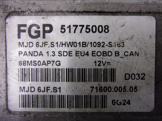 Panda 1.3d комплект start bsi 51783782 блок управления 51775008 51775008, Fiat