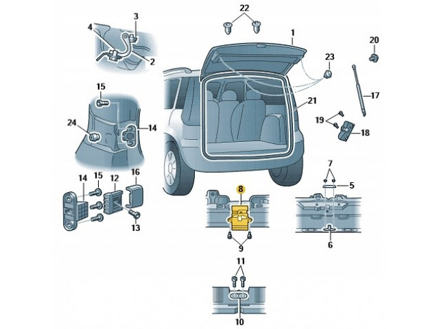 ZAMEK ЗАСЛОНКИ BAGAŻNIKA SKODA YETI 14-18 5L6827505E, 5L6827505 5L6827505E