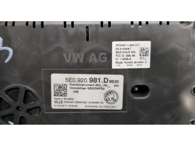 Панель приборов  Skoda Octavia (A7) 2017-2021       5e0920981     1.6  Дизель