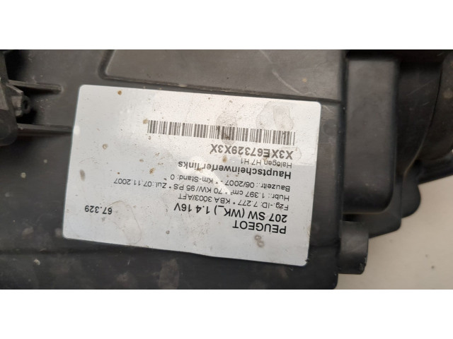 Фара передняя  Peugeot 207 левая 