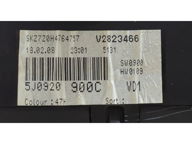 Панель приборов Skoda Fabia 2007-2014 5J0920900C