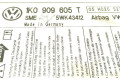 Блок подушек безопасности 1K0909605T, 5WK43412 Skoda Octavia Mk2 (1Z)