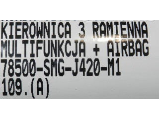 Volant Honda Civic 2007 78500SMGJ420M1  