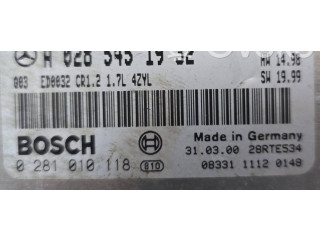 Řídící jednotka A0285451932, 0281010118 Mercedes-Benz A W168 1997