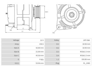 Генератор 0986084230, 0121615009   Volvo V70      