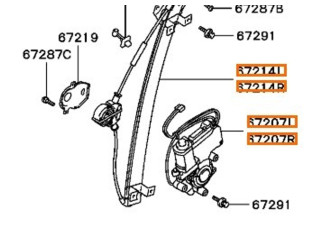 Передний механический механизм для подъема окна MR215401    Mitsubishi Galant