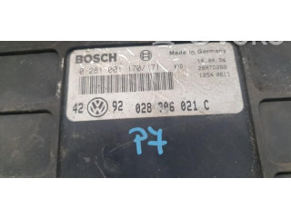 Блок управления двигателем Блок управления 0281001170, 028906021C Volkswagen Golf III