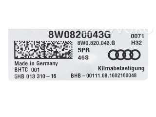 Блок управления климат-контролем 8W0820043G   Audi A5