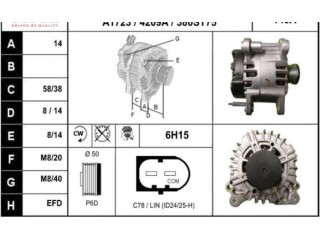Генератор 03C903023T, 380st75   Audi A1      