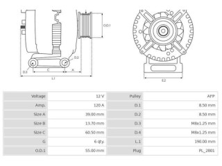 Генератор TG12C124, 3EFFE Dacia Logan II