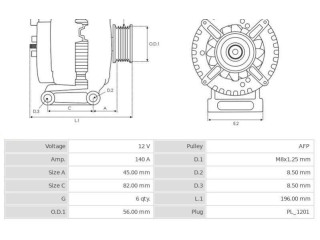Генератор CA1988, 3EFFE Volvo S80