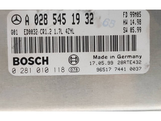 Блок управления двигателя A0285451932, 0281010118 Mercedes-Benz A W168