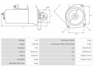 Стартер CS1271, 3EFFE Volvo C70
