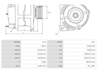 Генератор 104210-6360, 3EFFE Jaguar XF X250