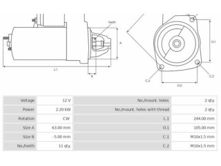 Стартер 30659314, 3EFFE Volvo C70