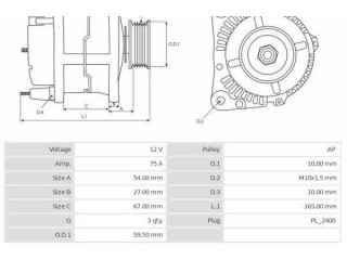 Генератор CA1637, 3EFFE Dacia Logan II