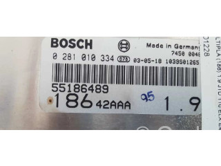 Блок управления двигателя 55186489, 0281010334 Fiat Multipla