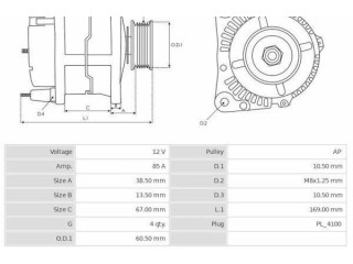 Генератор JA1523, 3EFFE Mitsubishi Carisma