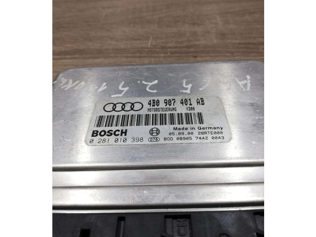 Блок управления двигателем Блок управления 4b0907401ab, 0281010398 Audi A6 S6 C5 4B