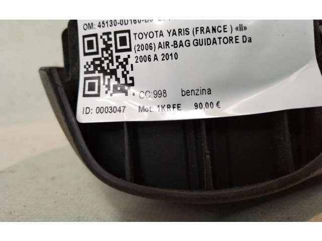 Подушка безопасности водителя 451300D600B0, 1KRFE   Toyota Yaris