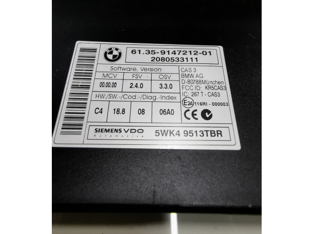 Řídící jednotka 9147212, 5WK49513TBR BMW 1 E81 E87 2006