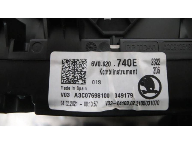 Панель приборов 6V0920740E, 049179 Skoda Fabia Mk3 (NJ)