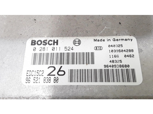 Блок управления двигателя 9652183880, 0281011524 Citroen C5