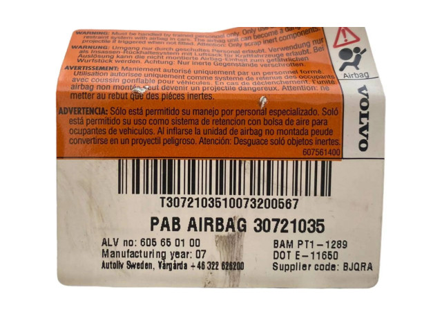 Подушка безопасности пассажира 30721035, 605650100   Volvo V70