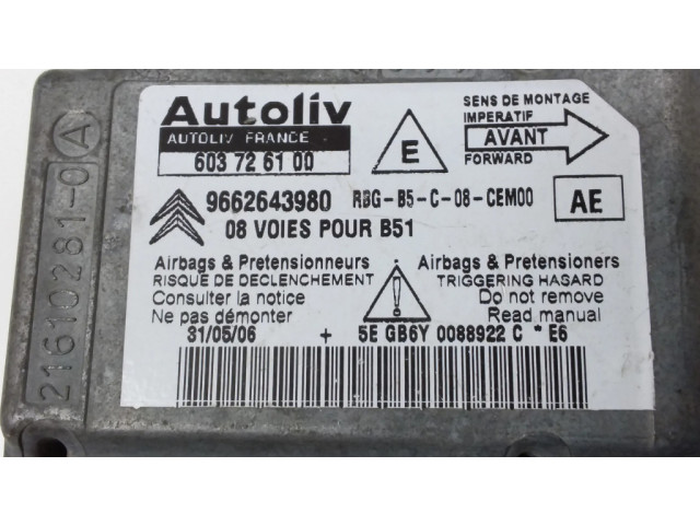 Блок подушек безопасности 603726100, 9662643980   Citroen C4 I