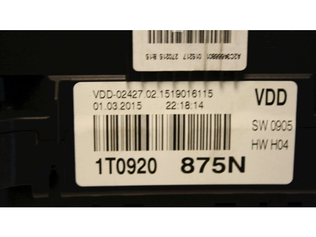 Панель приборов 1T0920875N, 1T0920875N Volkswagen Touran II