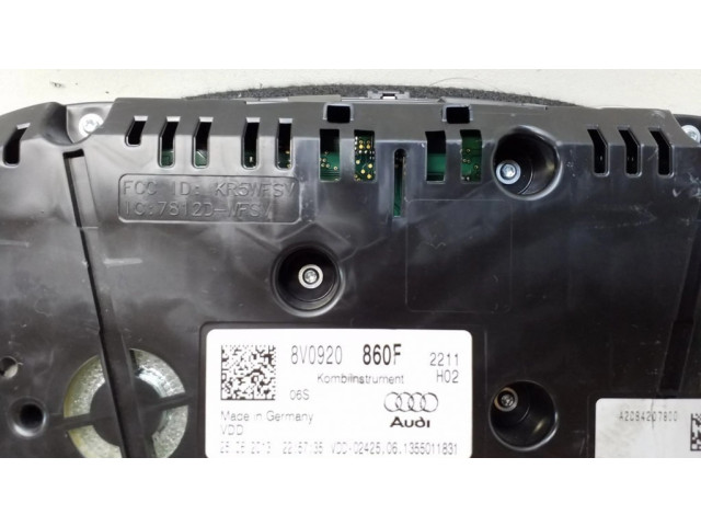 Панель приборов 8V0920860F, A2C84207800 Audi A3 S3 8V