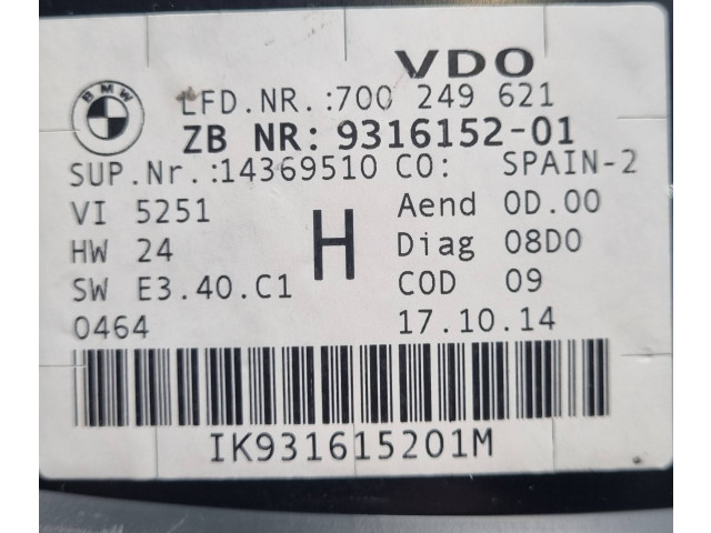 Přístrojová deska BMW X1 E84 2014 9316152, 62109316152