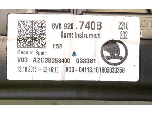 Панель приборов 6V0920740B, A0-4175A Skoda Fabia Mk3 (NJ)