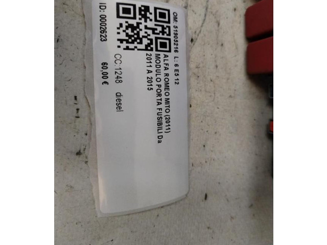 Pojistková skříňka 51905216, 51905216 Alfa Romeo Mito 2011