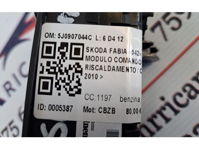 Блок управления климат-контролем 5J0907044C, 5J0907044C Skoda Fabia Mk2 (5J)