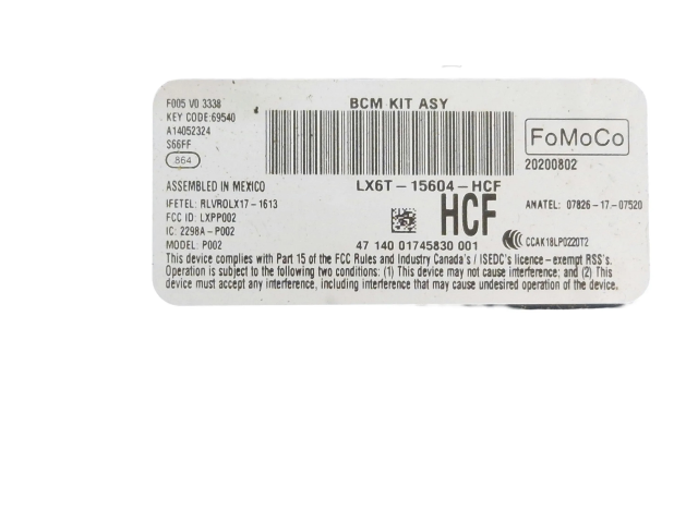 Модуль управления BSM LX6T15604, LX6T15604HCF   Ford Escape IV    