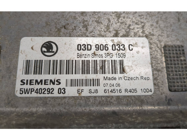 Блок управления двигателя 03D906033C, 5WP4029203 Skoda Fabia Mk2 (5J)