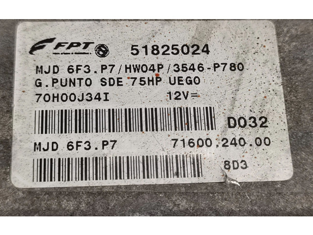 Řídící jednotka 51825024 Fiat Punto Evo 2008