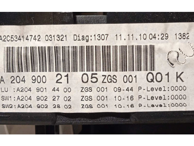 Панель приборов A2049002105, A2C53414742   Mercedes-Benz GLK (X204)       