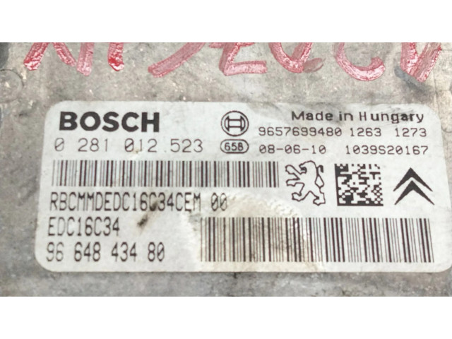 Řídící jednotka 9664843480, 0281012523 Citroen C3 Pluriel 2008