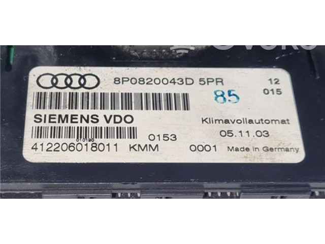 Блок управления климат-контролем 8P0820043D, 8P0820043D   Audi A3 S3 8P