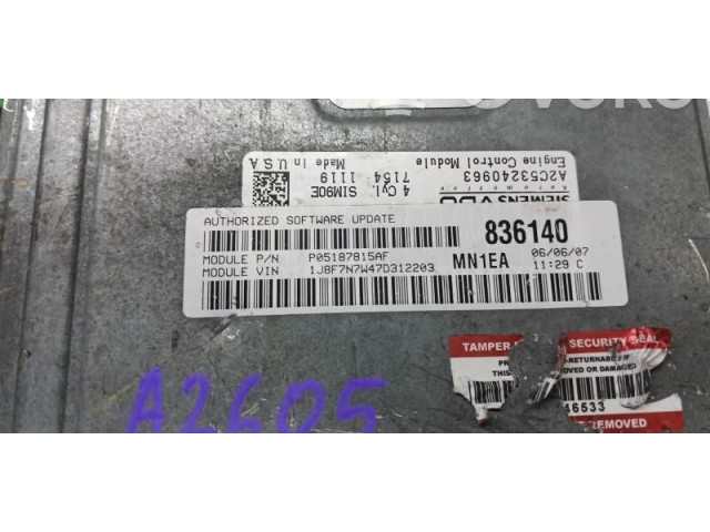 Řídící jednotka A2C53240963, P05187815AF.   Dodge Caliber 2007