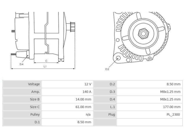 Генератор CA1782, 3EFFE Audi A1